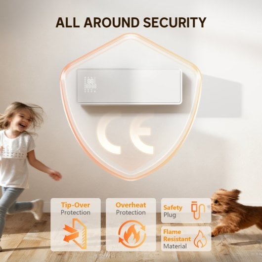 Homcom Calefactor Eléctrico Bajo Consumo De Pared 2000w Con 3 Modos Pantalla Led