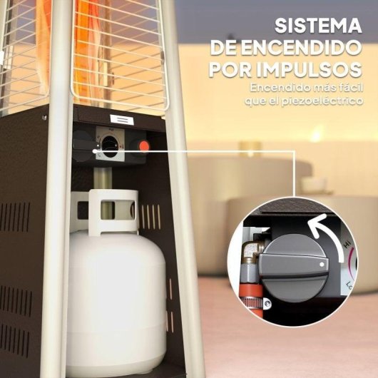 Estufa de Exterior a Gás Outsunny 842-393V40DR 3.000W com Segurança Antitombo