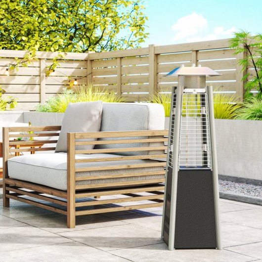 Outsunny Estufa De Gas Butano Portátil 3 Kw Con Sistema Antivuelco Bronce