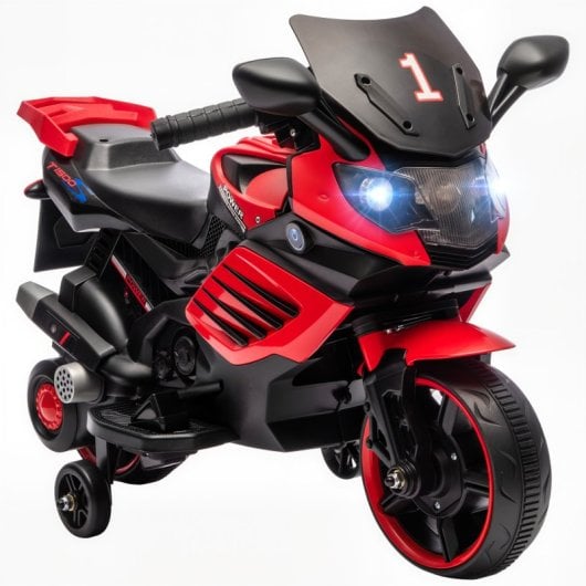 Aiyaplay Moto Eléctrica Para Niños 6v Con Ruedas De Apoyo Música Rojo