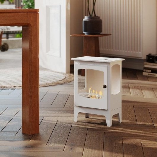 Lareira a Bioetanol Homcom 820-375V00WT 7000 BTU Chão Branco Depósito 1,2 L