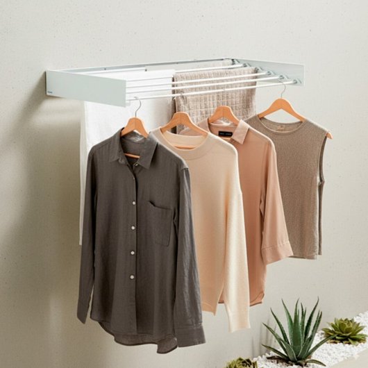 Innovagoods Dryva 100 Tendedero De Pared Plegable Extensible Retráctil Blanco 100 X 9,5 X 2,5 Cm