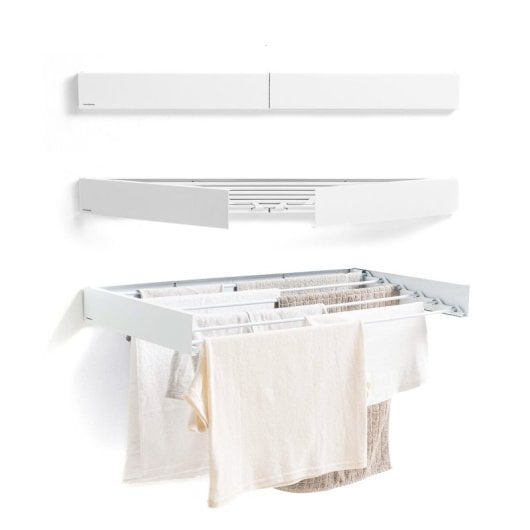 Innovagoods Dryva 100 Tendedero De Pared Plegable Extensible Retráctil Blanco 100 X 9,5 X 2,5 Cm