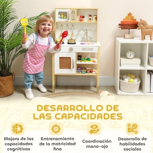 Aiyaplay Cocina De Juguete De Madera Con Sonido Verduras Para Cortar Dorado