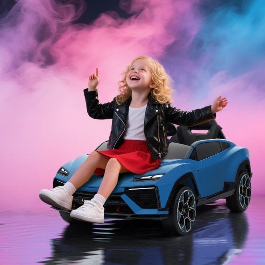 Aiyaplay Coche Eléctrico Para Niños De +3 Años Lamborghini Batería 12v Azul