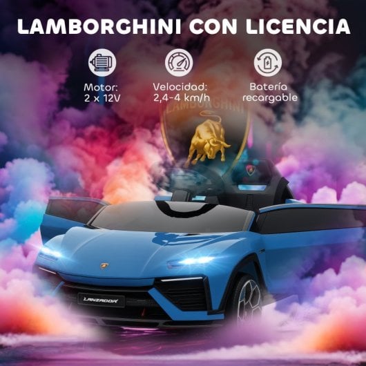 Aiyaplay Coche Eléctrico Para Niños De +3 Años Lamborghini Batería 12v Azul