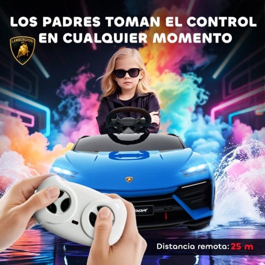 Aiyaplay Coche Eléctrico Para Niños De +3 Años Lamborghini Batería 12v Azul