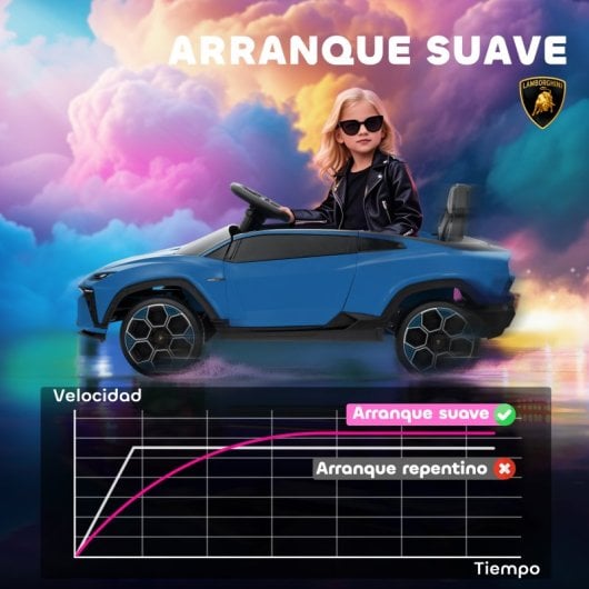 Aiyaplay Coche Eléctrico Para Niños De +3 Años Lamborghini Batería 12v Azul