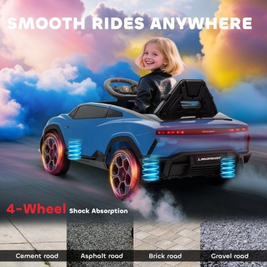 Aiyaplay Coche Eléctrico Para Niños De +3 Años Lamborghini Batería 12v Azul