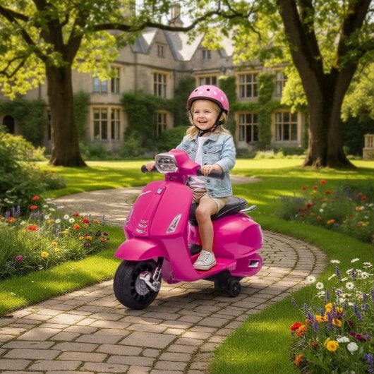 Aiyaplay Moto Eléctrica Para Niños 6v Ruedas De 6,9'' Velocidad De 2,5km/h Rosa