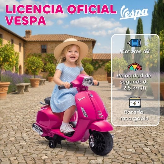Aiyaplay Moto Eléctrica Para Niños 6v Ruedas De 6,9'' Velocidad De 2,5km/h Rosa