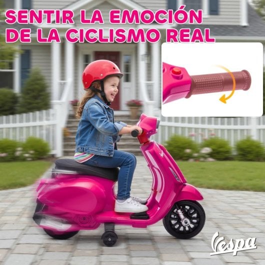 Aiyaplay Moto Eléctrica Para Niños 6v Ruedas De 6,9'' Velocidad De 2,5km/h Rosa