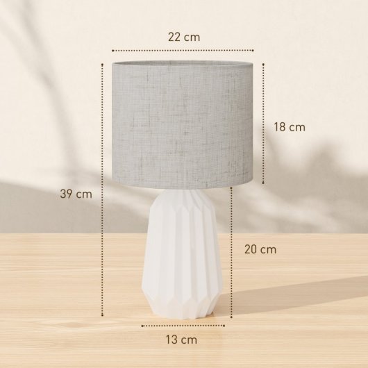 Homcom Lámpara De Mesa Base Cerámica Pantalla Lino 40w Blanco Y Beige