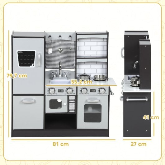 Aiyaplay Cocina De Juguete De Madera Con Sonido Accesorios De Acero Inoxidable