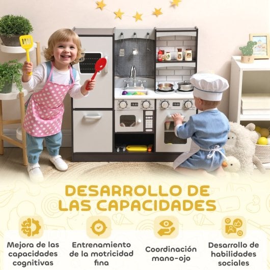 Aiyaplay Cocina De Juguete De Madera Con Sonido Accesorios De Acero Inoxidable