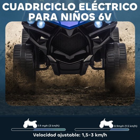 Aiyaplay Quad Eléctrico Para Niños 6 V 70x42x45 Cm Azul