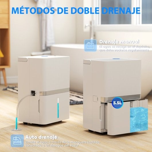 Desumidificador Homcom 35l/dia para áreas de 40-90m² com reservatório de 5,5 litros, branco.