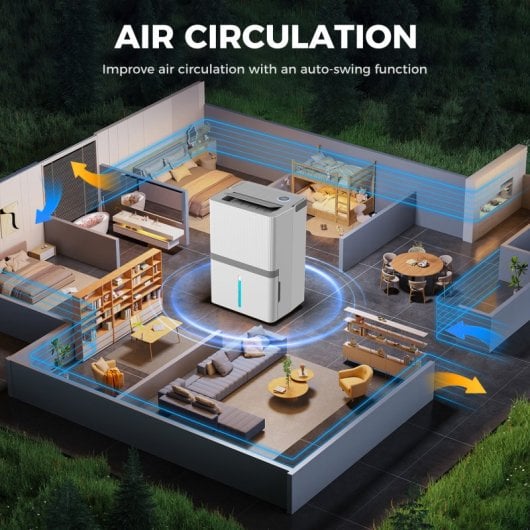 Desumidificador Homcom 35l/dia para áreas de 40-90m² com reservatório de 5,5 litros, branco.