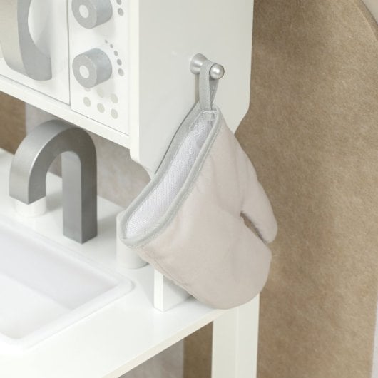 Aiyaplay Cocina De Juguete De Madera Con Sonido Fregadero Microondas Blanco