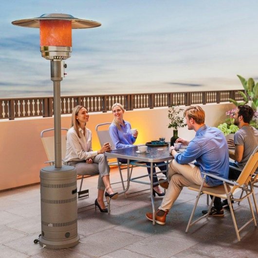 Outsunny Estufa De Gas Butano 13 Kw Con Sistema Antivuelco Y Ruedas Gris