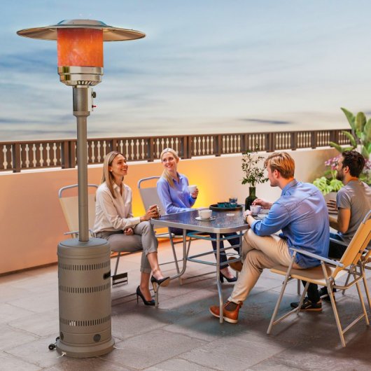 Outsunny Estufa De Gas Butano 13 Kw Con Sistema Antivuelco Y Ruedas Gris