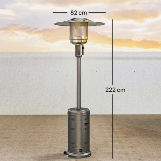 Outsunny Estufa De Gas Butano 13 Kw Con Sistema Antivuelco Y Ruedas Gris