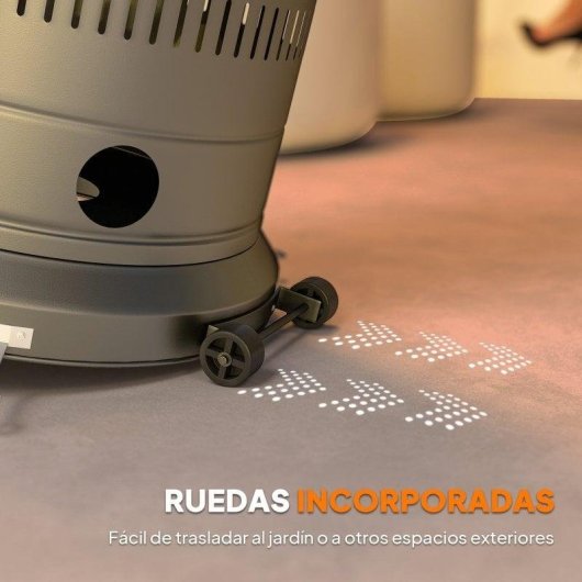 Outsunny Estufa De Gas Butano 13 Kw Con Sistema Antivuelco Y Ruedas Gris