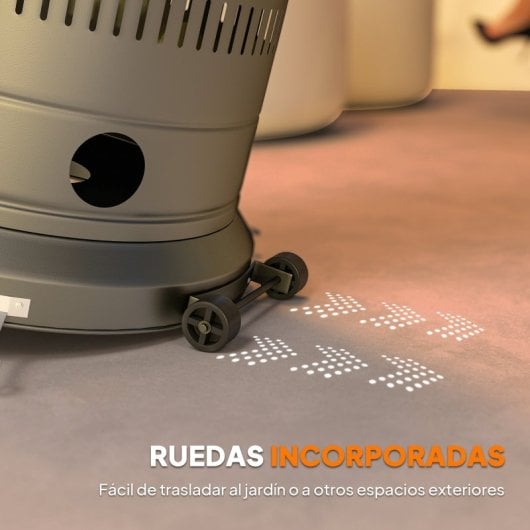 Outsunny Estufa De Gas Butano 13 Kw Con Sistema Antivuelco Y Ruedas Gris