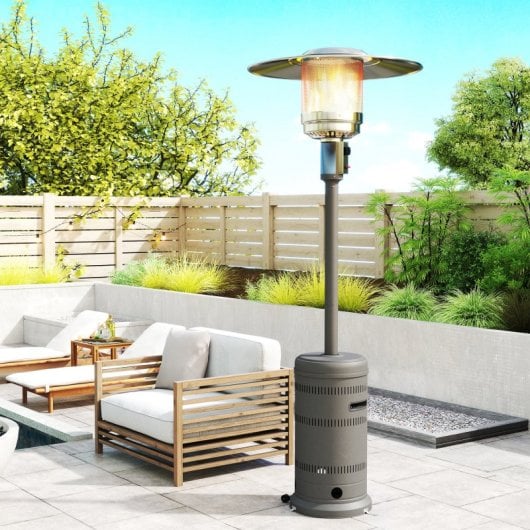 Outsunny Estufa De Gas Butano 13 Kw Con Sistema Antivuelco Y Ruedas Gris