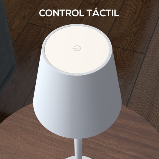 Homcom Lámpara De Mesita De Noche Inalámbrica Usb-c Recargable Ø11,2x36,5cm Gris