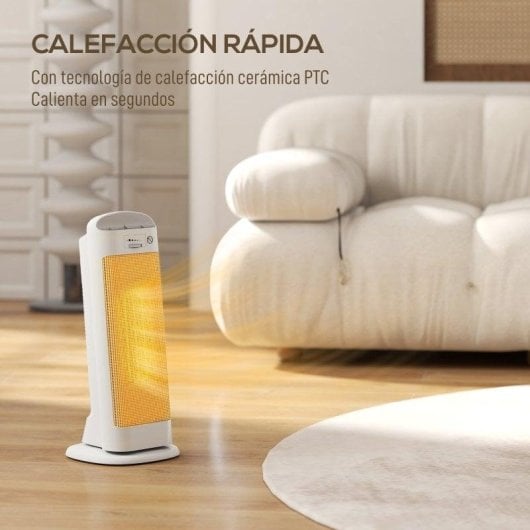 Aquecedor Cerâmico Homcom 820-470V90WT 2000W Baixo Consumo Oscilante