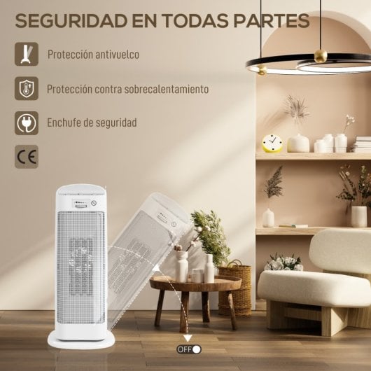 Homcom Calefactor Eléctrico Bajo Consumo 2000w Con 4 Modos Termostato Regulable