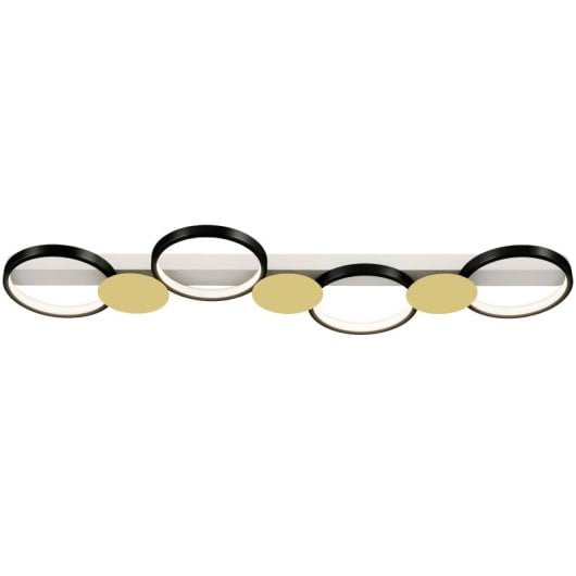 Homcom Lámpara De Techo Regulable Con 4 Focos Mando A Distancia Negro Y Dorado