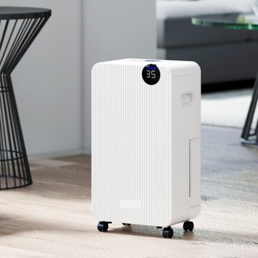 Desumidificador Homcom com depósito de água de 2,1 litros (12 l/dia) para áreas até 12-25 m² (branco).