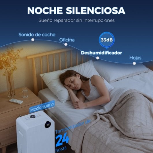 Desumidificador Homcom com depósito de água de 2,1 litros (12 l/dia) para áreas até 12-25 m² (branco).