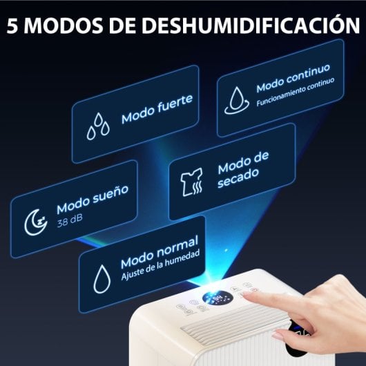 Desumidificador Homcom com depósito de água de 2,1 litros (12 l/dia) para áreas até 12-25 m² (branco).