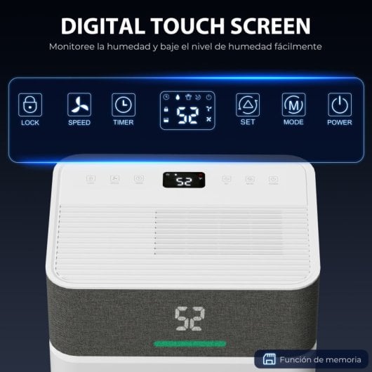 Desumidificador Homcom com depósito de água de 2,1 litros (12 l/dia) para áreas até 12-25 m² (branco).