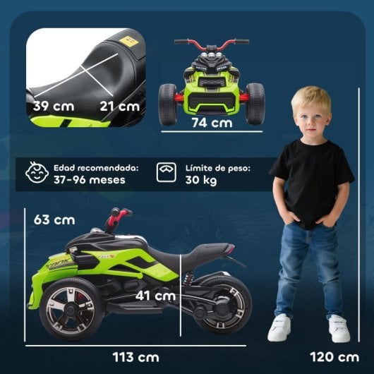 Aiyaplay Quad Eléctrico Para Niños 12v Con 2 Motores Velocidad Hasta 5?km/h
