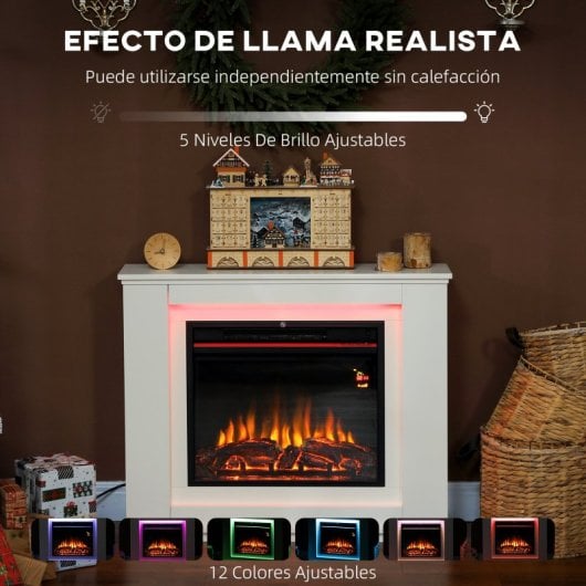 Homcom Chimenea Eléctrica Empotrable Con Efecto De Llama 12 Colores De Llama
