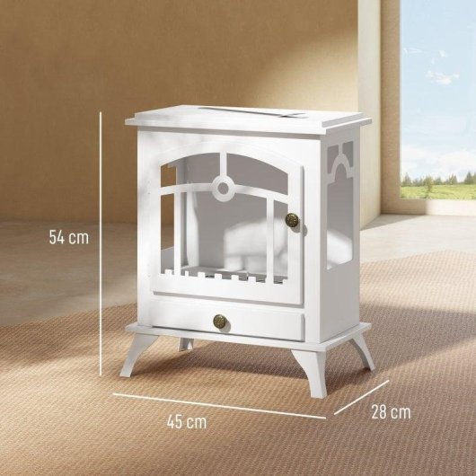 Lareira a Bioetanol Homcom 820-378V00WT 7000 BTU/h Chão Compacta Branca