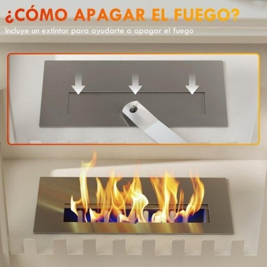 Lareira a Bioetanol Homcom 820-378V00WT 7000 BTU/h Chão Compacta Branca