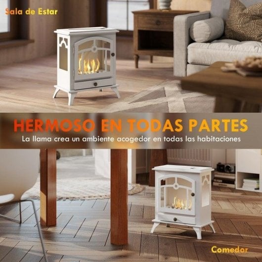 Lareira a Bioetanol Homcom 820-378V00WT 7000 BTU/h Chão Compacta Branca