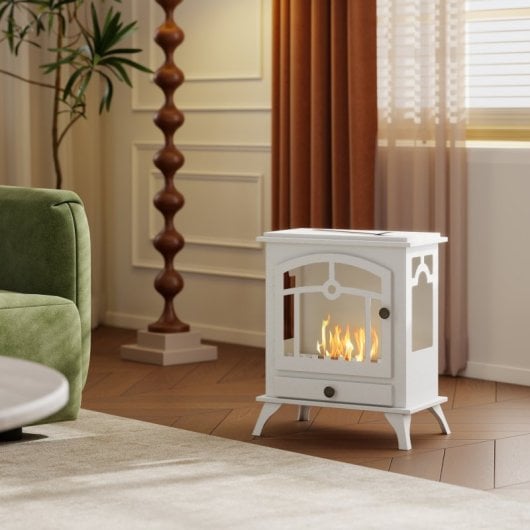 Homcom Chimenea De Bioetanol Con Tanque De 0,9 L 45x28x54 Cm Blanco