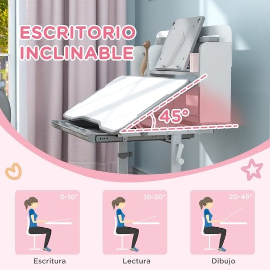 Aiyaplay Juego De Escritorio Y Silla Para Niños De +3 Años 80x55x107,5 Cm Gris