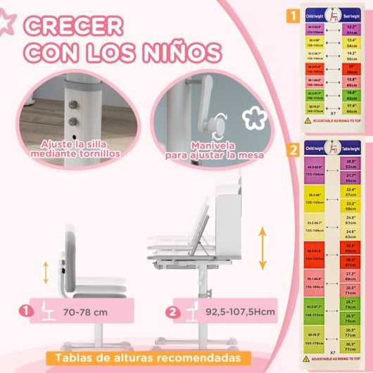 Aiyaplay Juego De Escritorio Y Silla Para Niños De +3 Años 80x55x107,5 Cm Gris