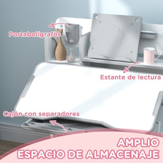 Aiyaplay Juego De Escritorio Y Silla Para Niños De +3 Años 80x55x107,5 Cm Gris