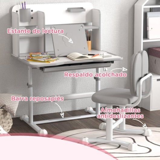 Aiyaplay Juego De Escritorio Y Silla Para Niños De +3 Años 80x55x107,5 Cm Gris