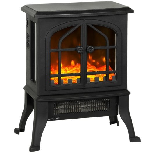 Homcom Chimenea Eléctrica De Pie 900/1800w Efecto Llama 3d Negro