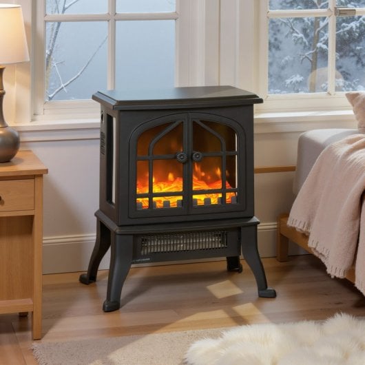 Homcom Chimenea Eléctrica De Pie 900/1800w Efecto Llama 3d Negro