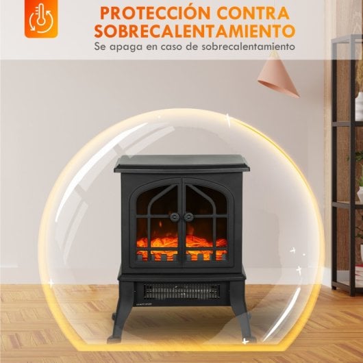 Homcom Chimenea Eléctrica De Pie 900/1800w Efecto Llama 3d Negro